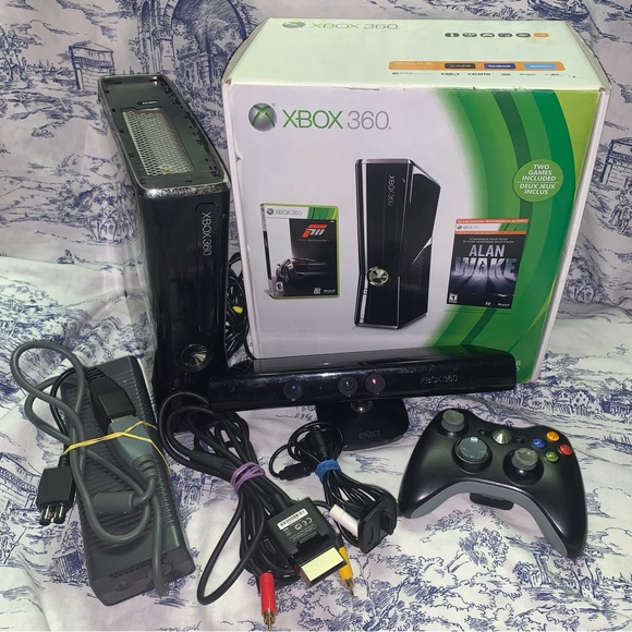 Xbox 360 Console | No HDD | In Box | With Kinect and Cords | Not Complete | - Picture 1 of 12